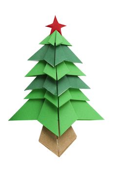 Christmas tree white isolated origami