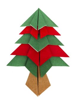 Christmas tree made of paper. Origami evergreen tree