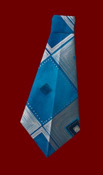 Isolated blue tie folded origami style
