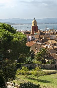 Clock Tower in St Tropez and ancient buildings in the resort.