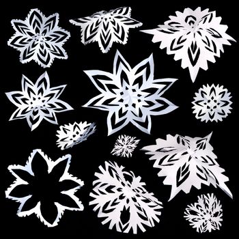 Set of origami isolated snowflakes. 