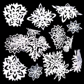 Set of origami isolated snowflakes. 