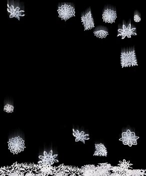 Origami isolated falling snowflakes. Paper made