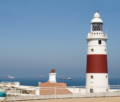 View of the port light and the port entrance of Gibraltar