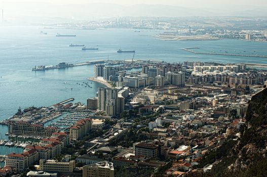 Gibraltar view from a high point. Sea and sky