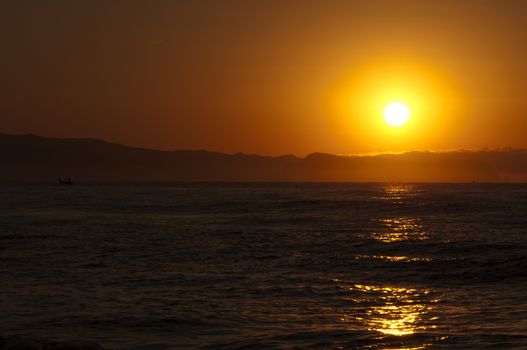 Mediterranean sunrise at sea. 