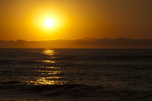 Mediterranean sunrise at sea. 