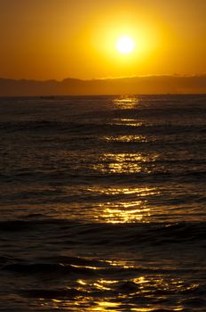 Mediterranean sunrise at sea. 