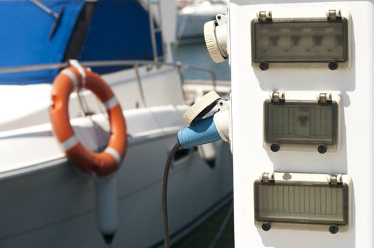 Power connector for ships and yachts. Marina