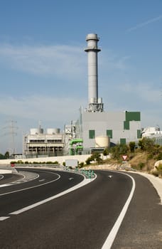Gas processing plant and road 