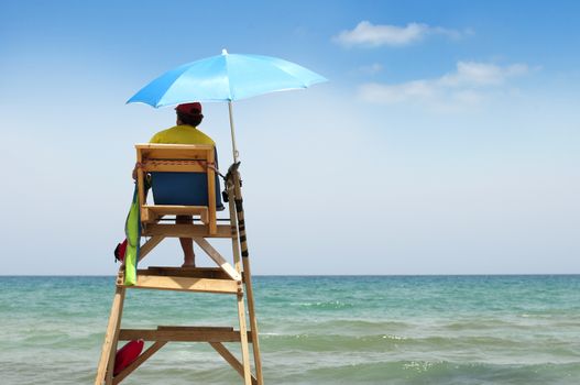 Beach lifeguard on duty.