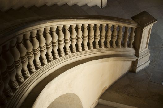 Ancient Castle curved stairs. Stone made