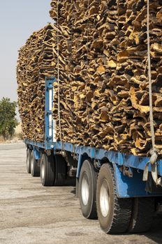 Pieces of cork bark. Loaded on truck .