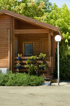 Wooden bungalow and garden