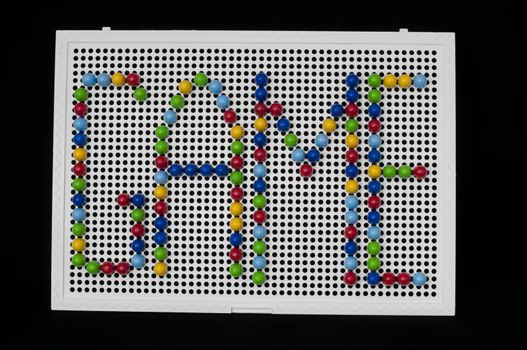 Text Game on child mosaic. Colorful mosaic pieces