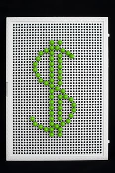 Dollar symbol on child mosaic. Colorful mosaic pieces