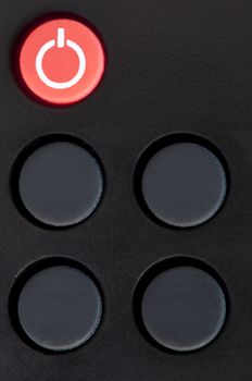 Television remote control black buttons.Red button ON / OFF