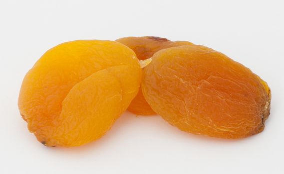 Dried apricots on a white background