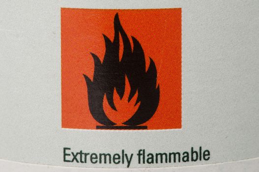 Symbol for flammable liquids on pressure bottle