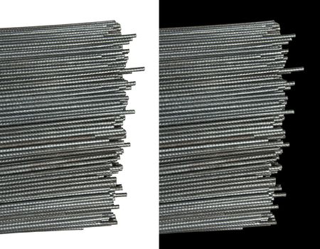 Reinforcing steel bars. Isolated on white background