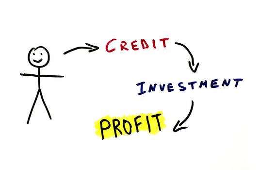 Credit and investments conception illustration over white.