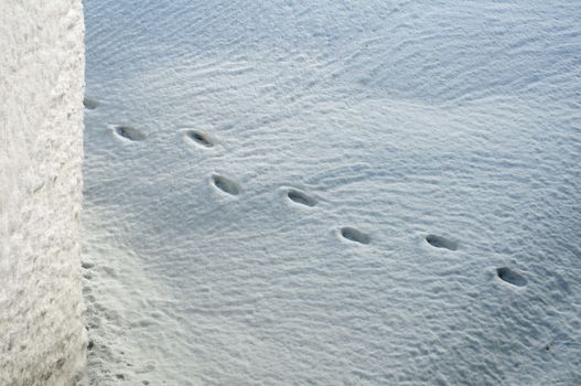 Snow drifts and steps. 