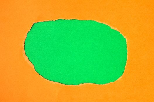 Red torn paper with green space for text or other content