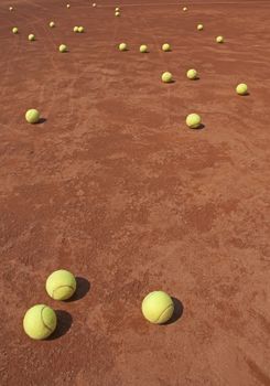 Tennis balls on tennis court