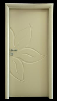 Wooden new classic door white isolated.