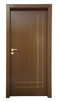 Wooden new classic door white isolated.