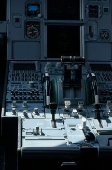 Airline Cockpit. Vertical image. Natural light