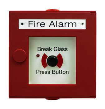Fire alarm button. White isolated