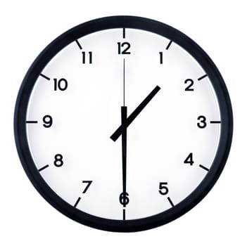 Classic analog clock pointing at 8 o'clock, isolated on white background