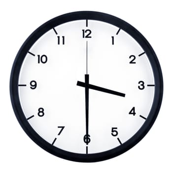 Classic analog clock pointing at 8 o'clock, isolated on white background