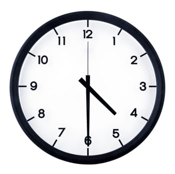 Classic analog clock pointing at 8 o'clock, isolated on white background