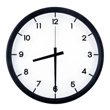 Classic analog clock pointing at 8 o'clock, isolated on white background