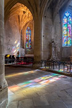 Colorfull window in church , pray and travel in france