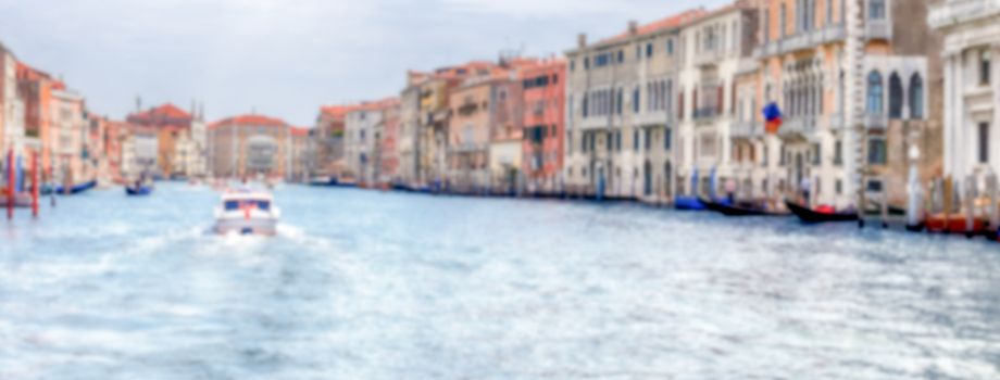 Defocused background with architecture along the Grand Canal, Venice, Italy. Intentionally blurred for bokeh effect