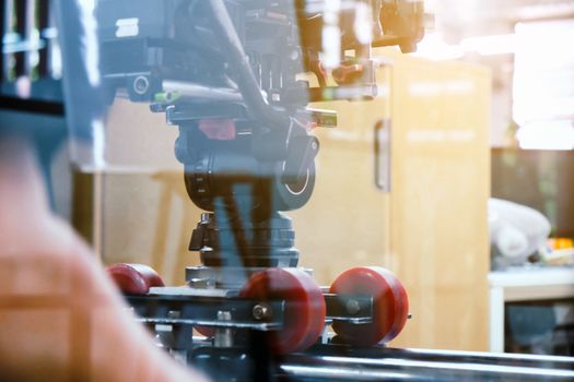 Film industry. Filming with professional camera background