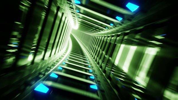 abwtract glowing futuristic scifi subway tunnel corridor 3d rendering wallpaper background design, modern abstract sci-fi art with glowing lights 3d illustration