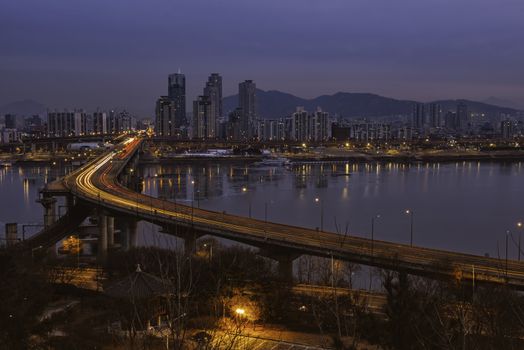 Olympic bridge in Hanang River in the early morning hours of South Korea