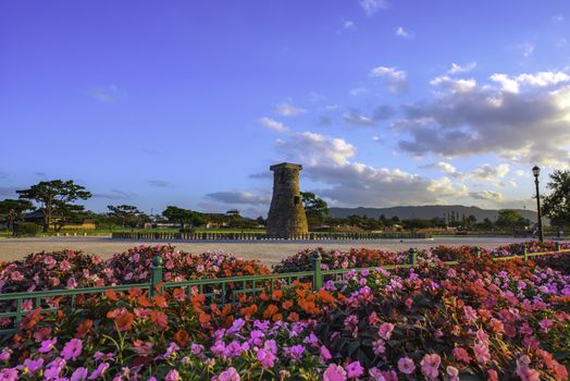 Cheomseongdae Park in the daytime, the oldest observatory in Gyeongju, South Korea