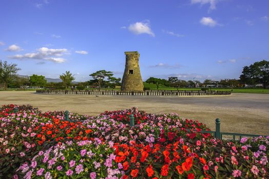 Cheomseongdae Park in the daytime, the oldest observatory in Gyeongju, South Korea