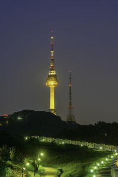 Scenic most beautiful night on Mount Namsan N-SEOUL TOWER South Korea