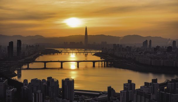 Cityscape of hangang bridge in korea