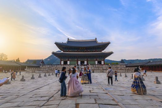 Geunjeongjeon, the Throne Hall at the Gyeongbokgung Palace, the main royal palace of the Joseon dynasty on Jun 19, 2019 in Seoul city, South Korea