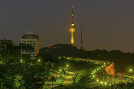 Scenic most beautiful night on Mount Namsan N-SEOUL TOWER South Korea