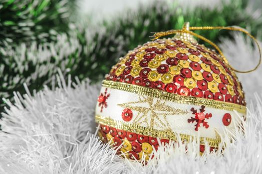 Picture of Christmas decorations on the Christmas tree. Picture perfect for a Christmas card or background.