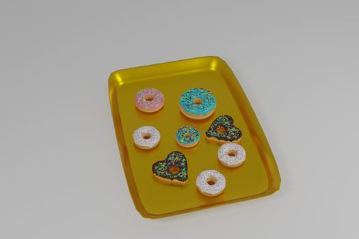 donuts with colored icing,covered with colored sprinkles