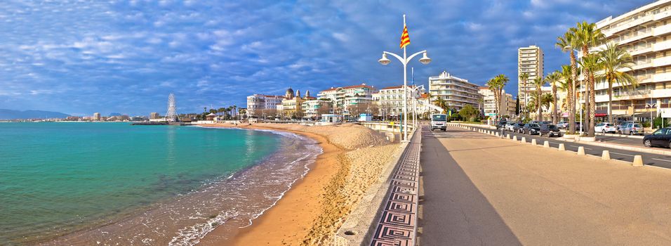 Saint Raphael beach and waterfront panoramic view, famous tourist destination of French riviera, Alpes Maritimes region of France